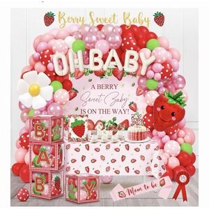 Strawberry Baby Shower Decorations Kit A Berry Sweet Baby Is On The Way